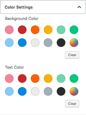 Default Gutenberg paragraph color options